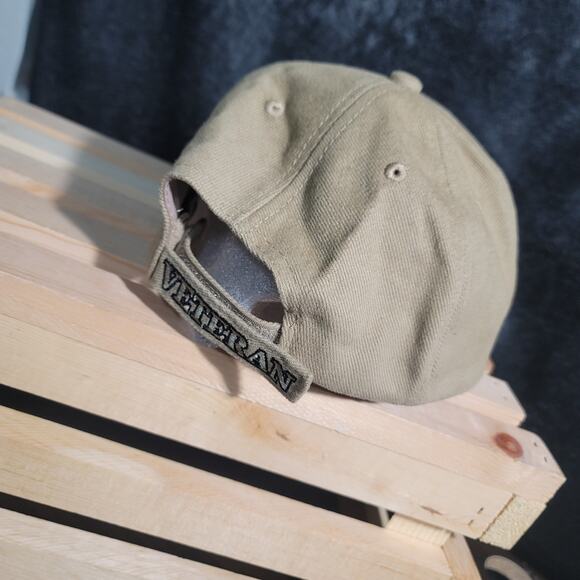 Veteran Letters Khaki Beige Cotton Adjustable Embroidered Cap Hat CP00806 - Picture 4 of 6